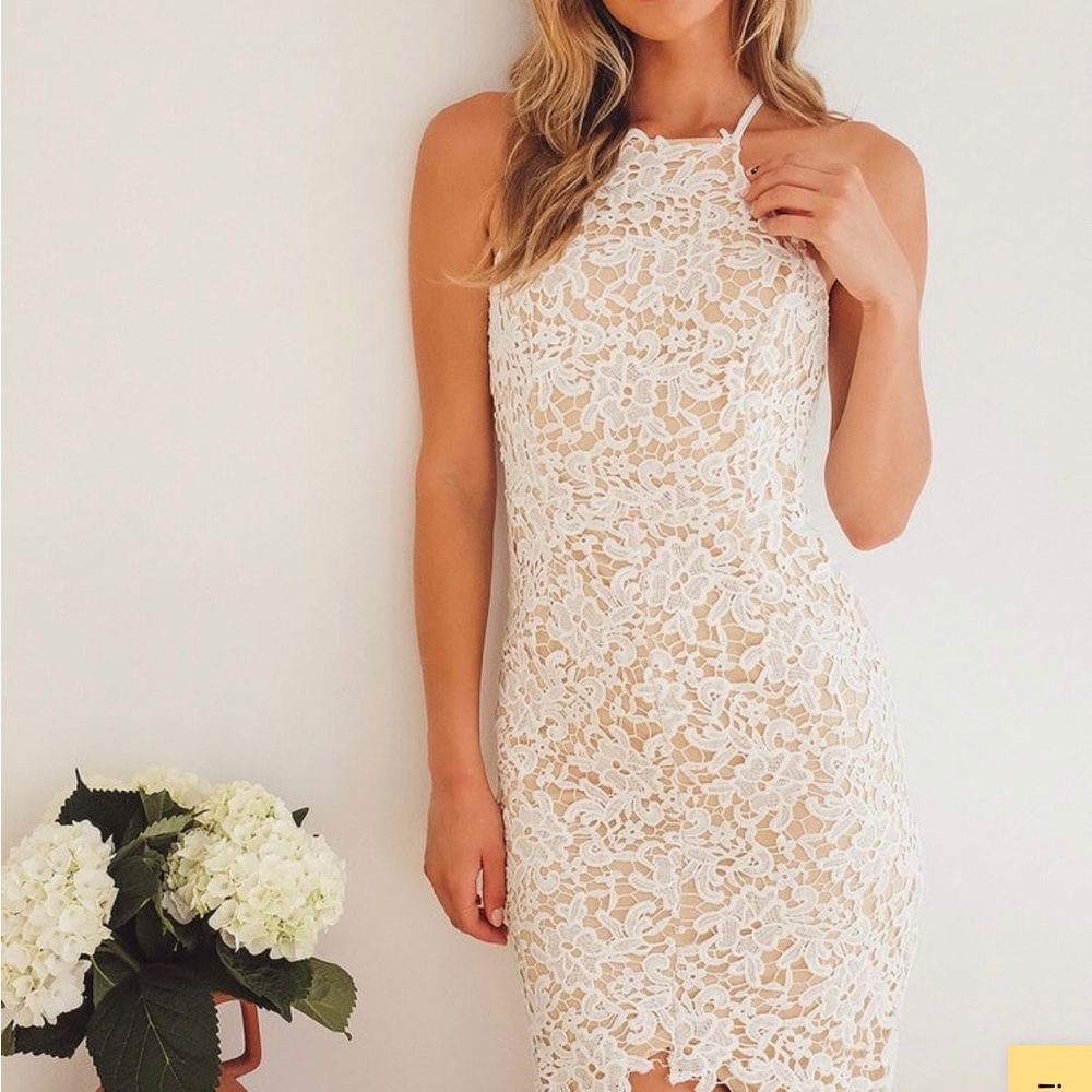 Beautiful illusion midi dress in off white